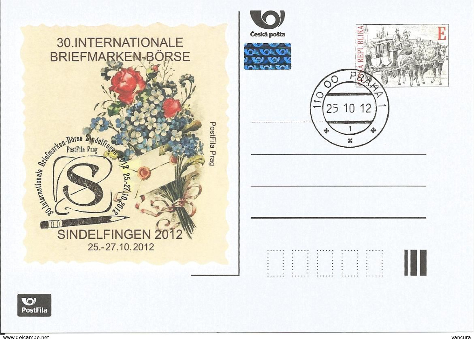 CDV A 195 Czech Republic Sindelfingen Stamp Exhibition 2012 Rose Coach - Postcards