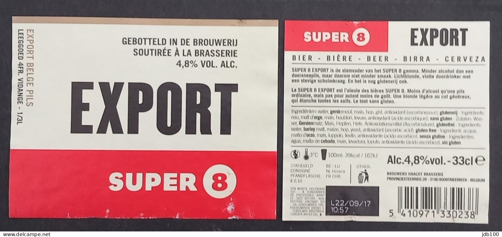 Bier Etiket (L4b), étiquette De Bière, Beer Label, Super 8 Export Brouwerij Haacht - Bier