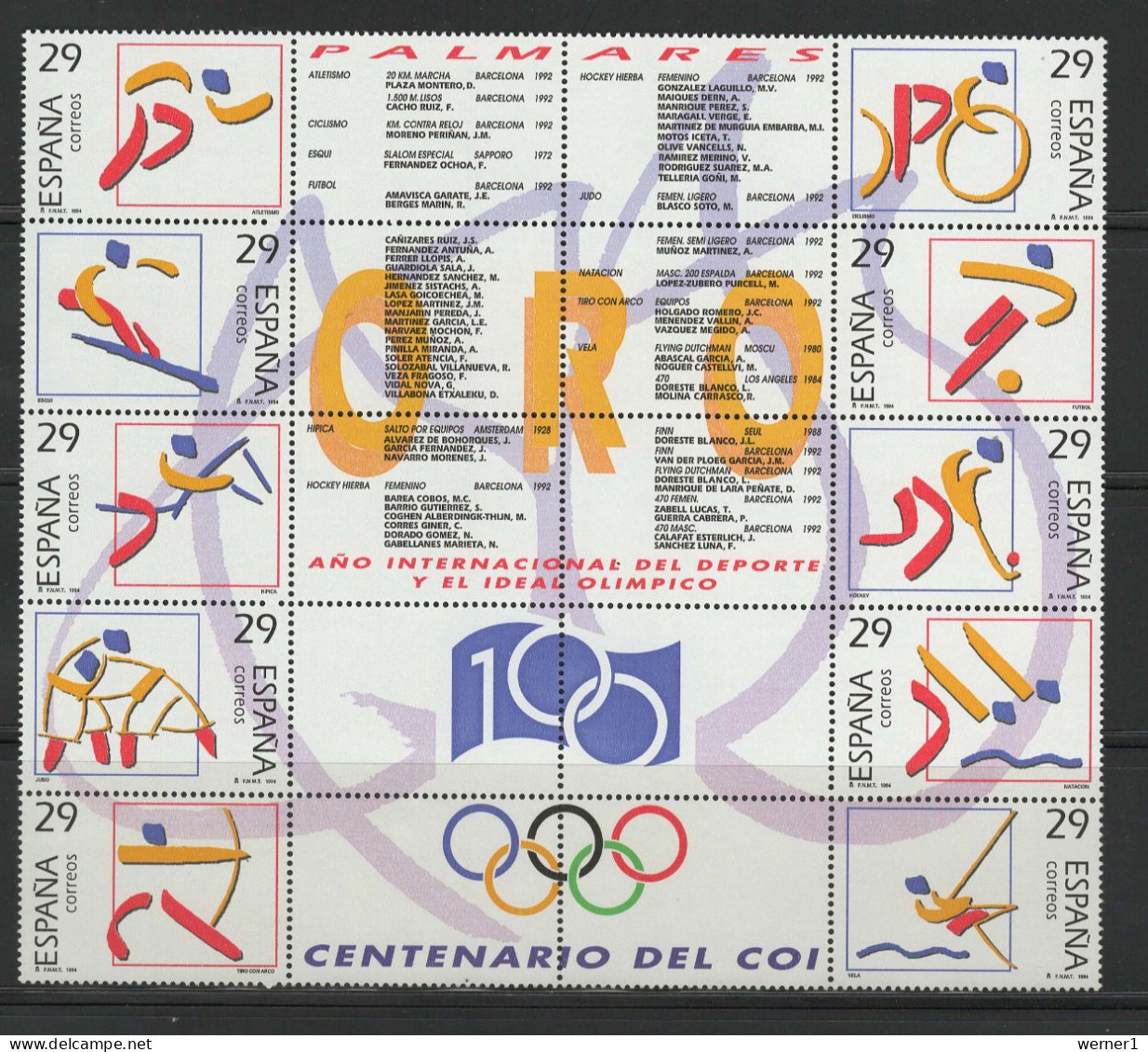 Spain 1994 Olympic Games, Equestrian, Judo, Football Soccer Etc. Sheetlet MNH - Verano 1996: Atlanta