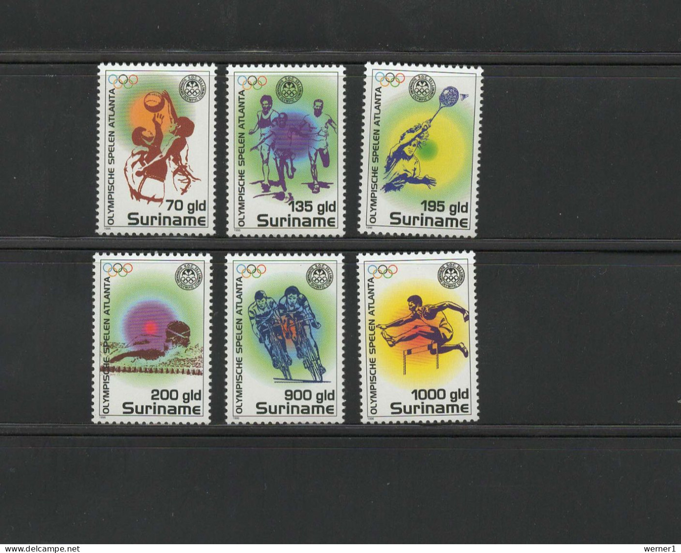 Suriname 1996 Olympic Games Atlanta, Basketball, Badminton, Cycling Etc. Set Of 6 MNH - Zomer 1996: Atlanta