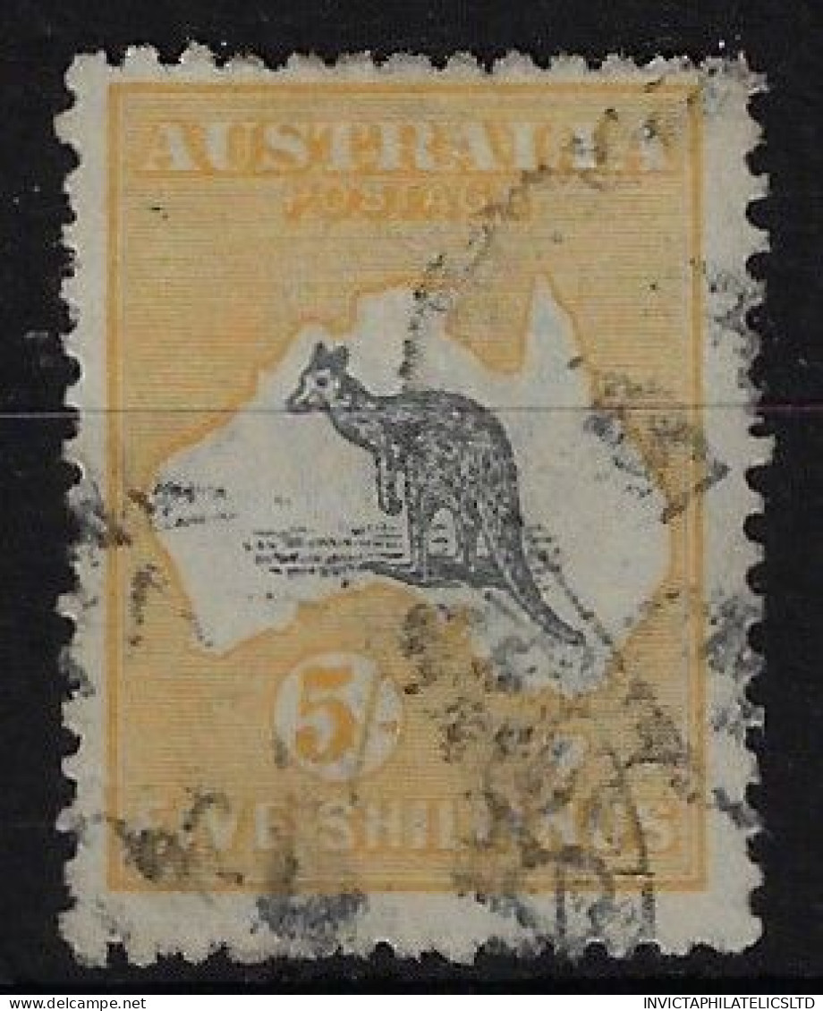 AUSTRALIA SG42, 5/- GREY & YELLOW, SOUND USED - Used Stamps
