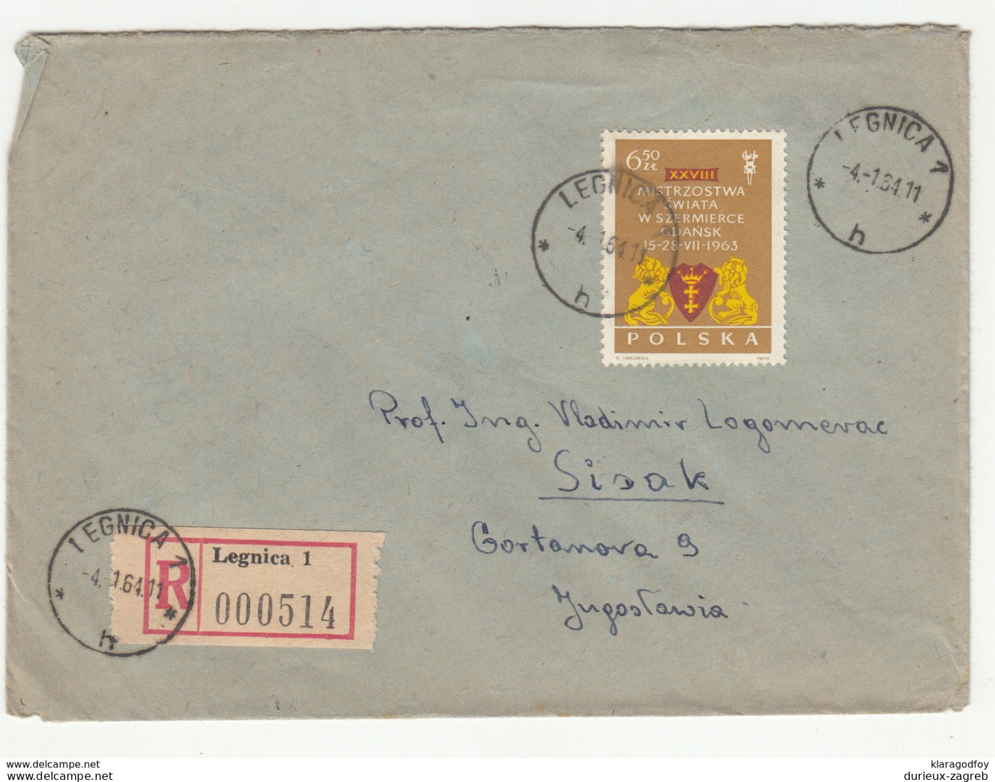 Polska Legnica Registered Letter Cover Travelled 1964 To Yugoslavia B171102 - Cartas & Documentos