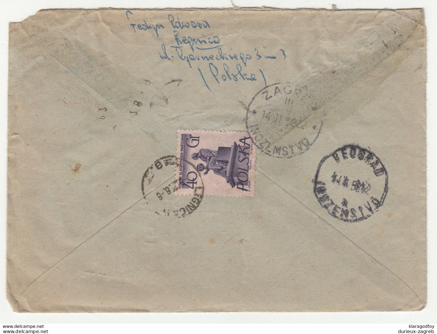 Polska Legnica Registered Letter Cover Travelled 1958 To Yugoslavia B171102 - Covers & Documents