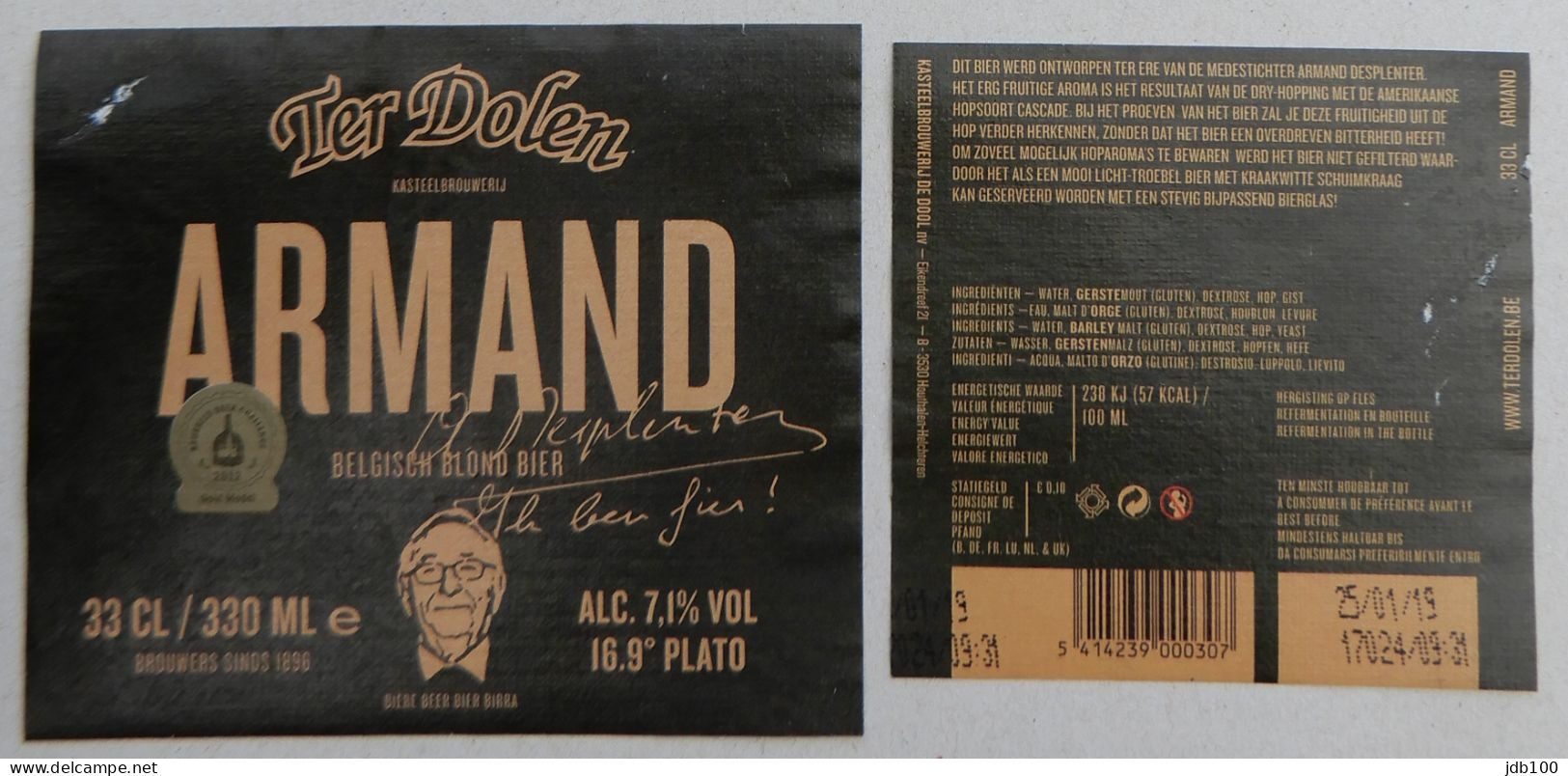 Bier Etiket (m5c), étiquette De Bière, Beer Label, Ter Dolen Armand Brouwerij Kasteelbrouwerij - Bier