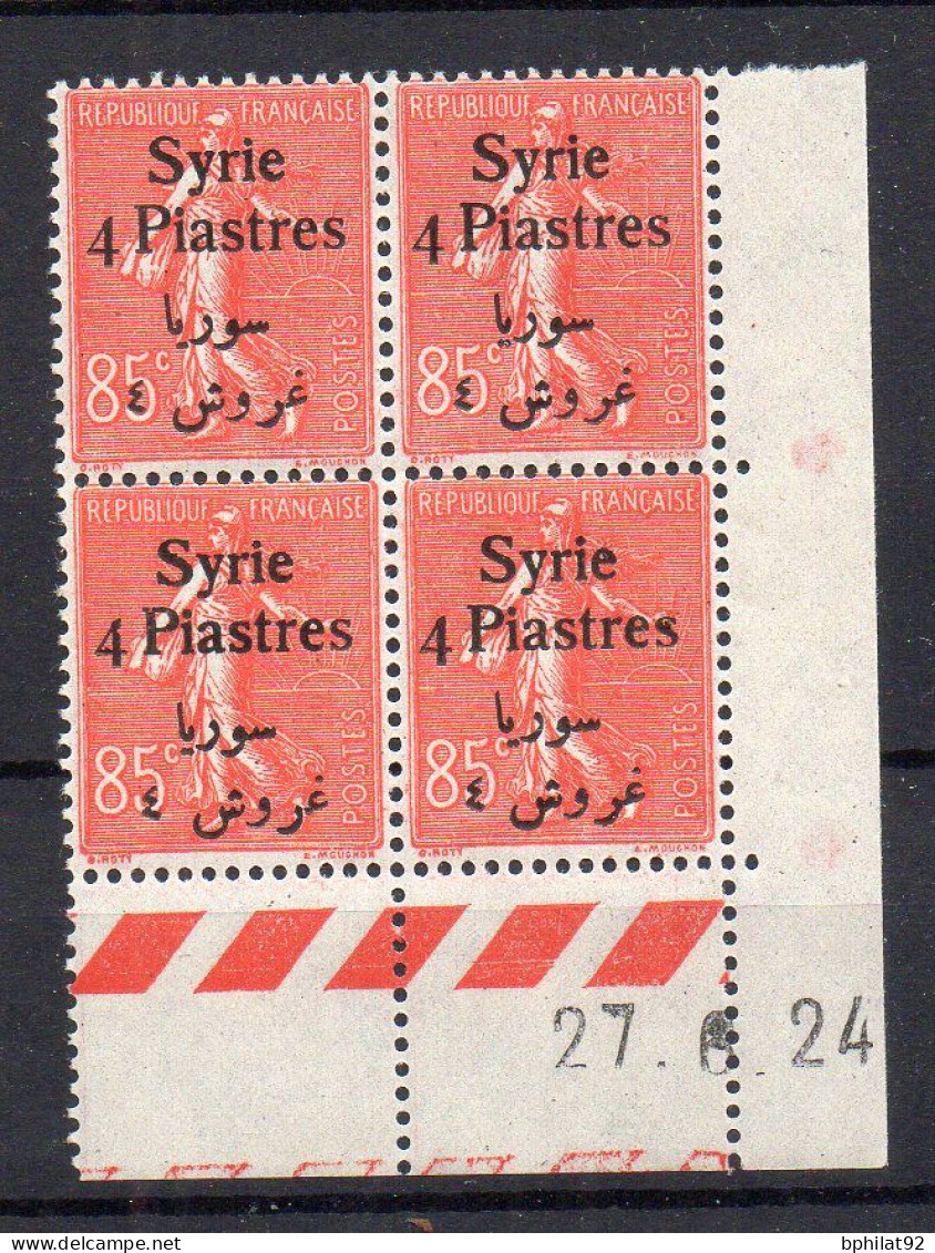 !!! SYRIE, TYPE SEMEUSE, BLOC DE 4 DU N°139 COIN DATE NEUF ** - Unused Stamps