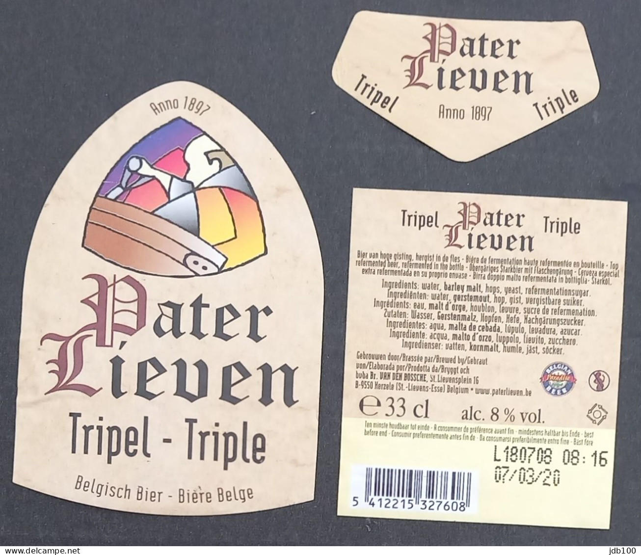 Bier Etiket (o7), étiquette De Bière, Beer Label, Pater Lieven Tripel Brouwerij Van Den Bossche - Bier