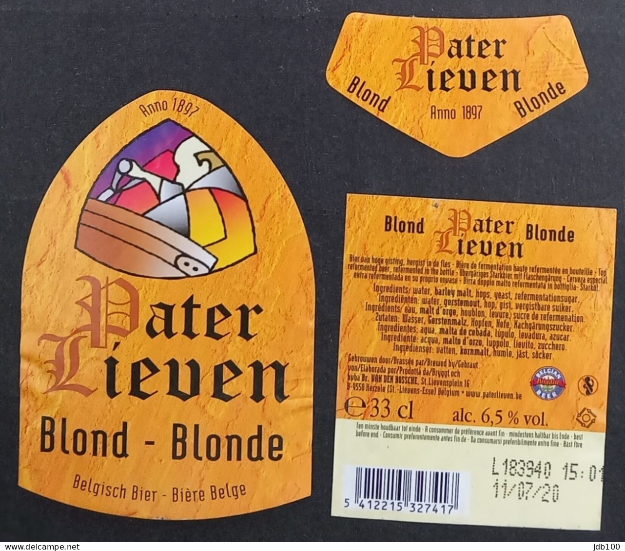 Bier Etiket (o7b), étiquette De Bière, Beer Label, Pater Lieven Blond Brouwerij Van Den Bossche - Birra