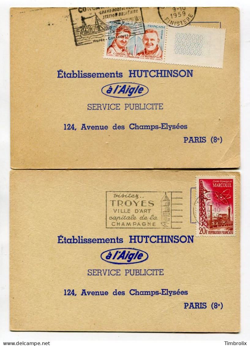 HUTCHINSON - 6 Cartons De Commande Du Colis De Matériel D' étalage Annoncé En Page 4 Des " Dernières Nouvelles " 1959 - Storia Postale