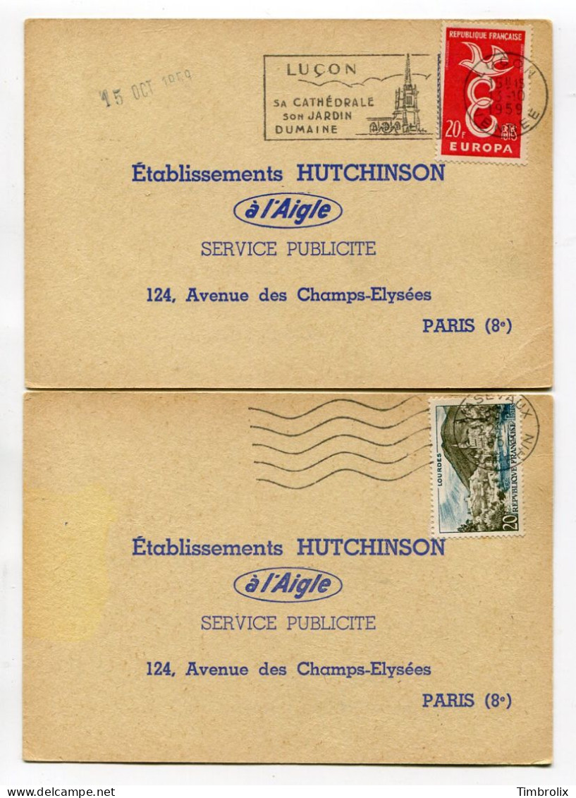 HUTCHINSON - 6 Cartons De Commande Du Colis De Matériel D' étalage Annoncé En Page 4 Des " Dernières Nouvelles " 1959 - Storia Postale