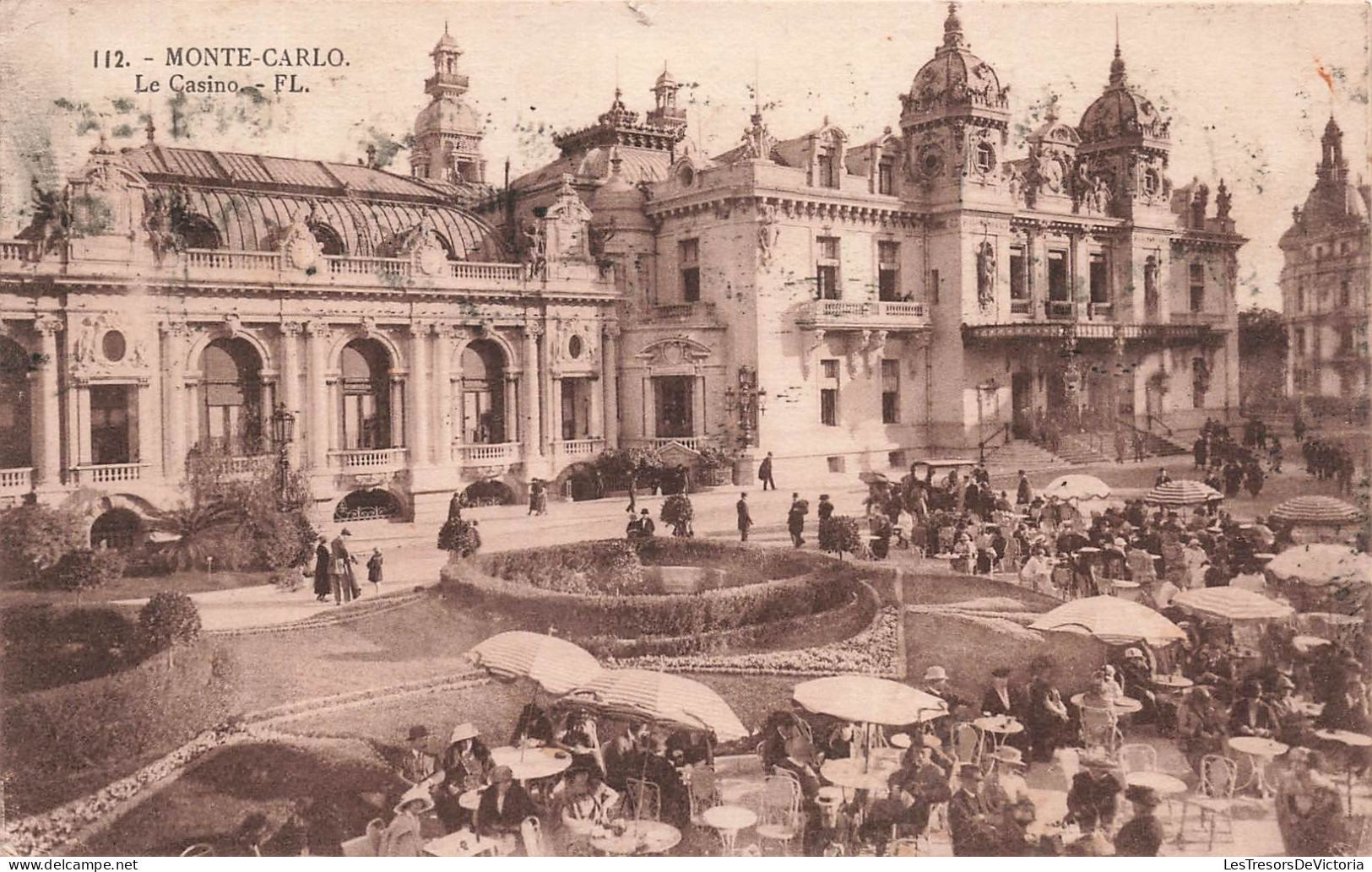 MONACO - Monte Carlo - Le Casino - FL - Animé - Entrée - Jardin - Parasols - Carte Postale Ancienne - Monte-Carlo