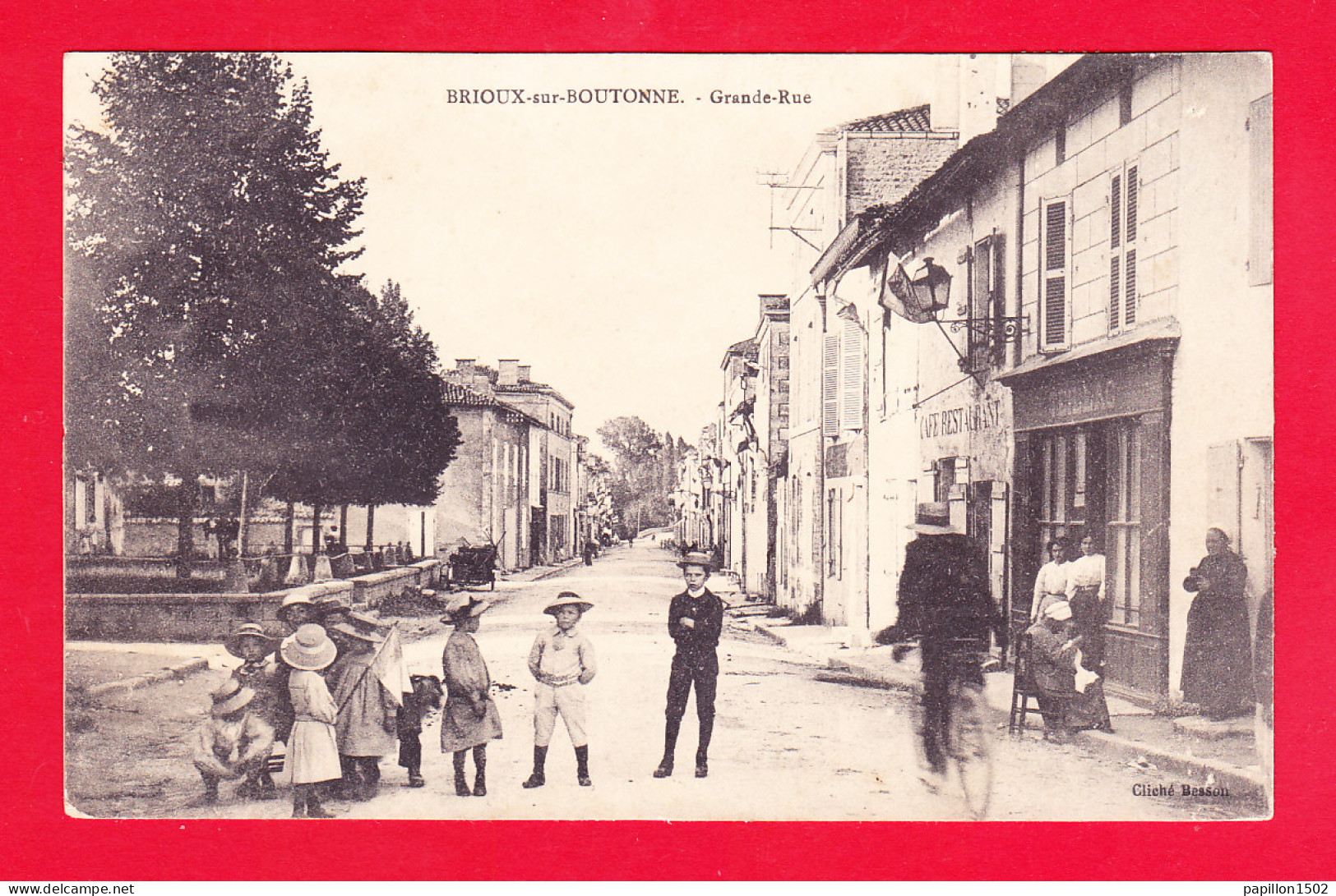 F-79-Brioux Sur Boutonne-03A64  La Grande Rue, Café Restaurant, Animation, Cpa BE - Brioux Sur Boutonne