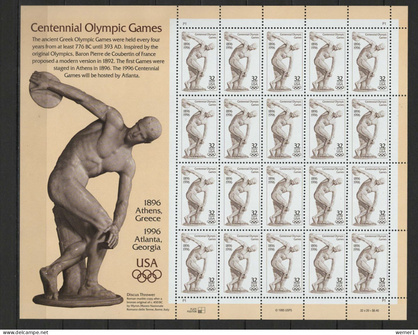 USA 1996 Olympic Games Sheetlet MNH - Summer 1996: Atlanta