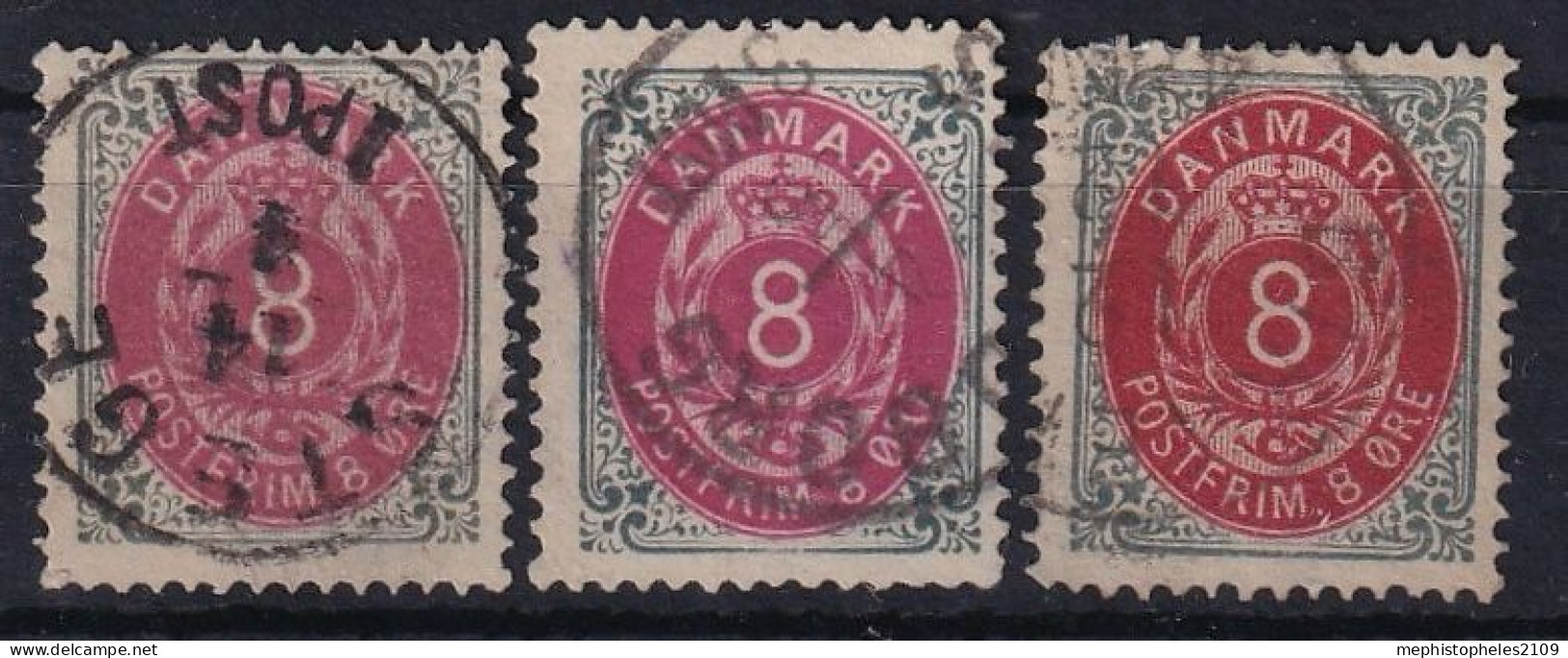 DENMARK 1875 - Canceled - Mi 23 I Y A A, B, C - Gebraucht