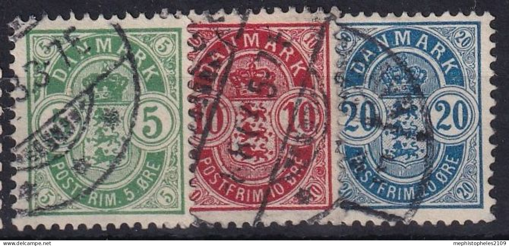 DENMARK 1884 - Canceled - Mi 34Z-36Z - Usado