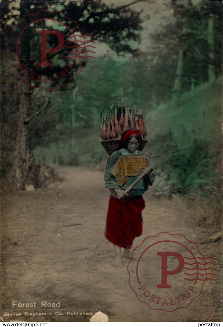 FILIPINAS. PHILIPPINES. RPPC. FOTOGRAFICA. Forest Road Benguet Woman - Filipinas