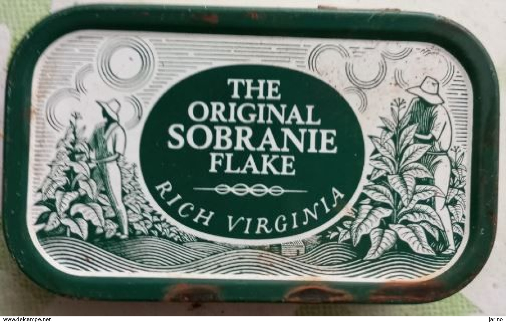 Ancient Empty Metal Tobacco Box The Originale Sobranie Flake, Rich Virginia, London, Made In UK, 9,5x5,5x2,5 Cm - Schnupftabakdosen (leer)