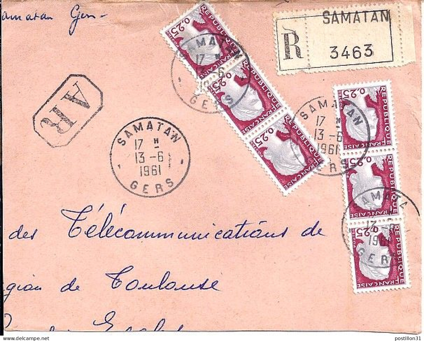 DECARIS N° 1263 X 6 S/L.REC. DE SAMATAN/13.6.61 - 1960 Marianna Di Decaris