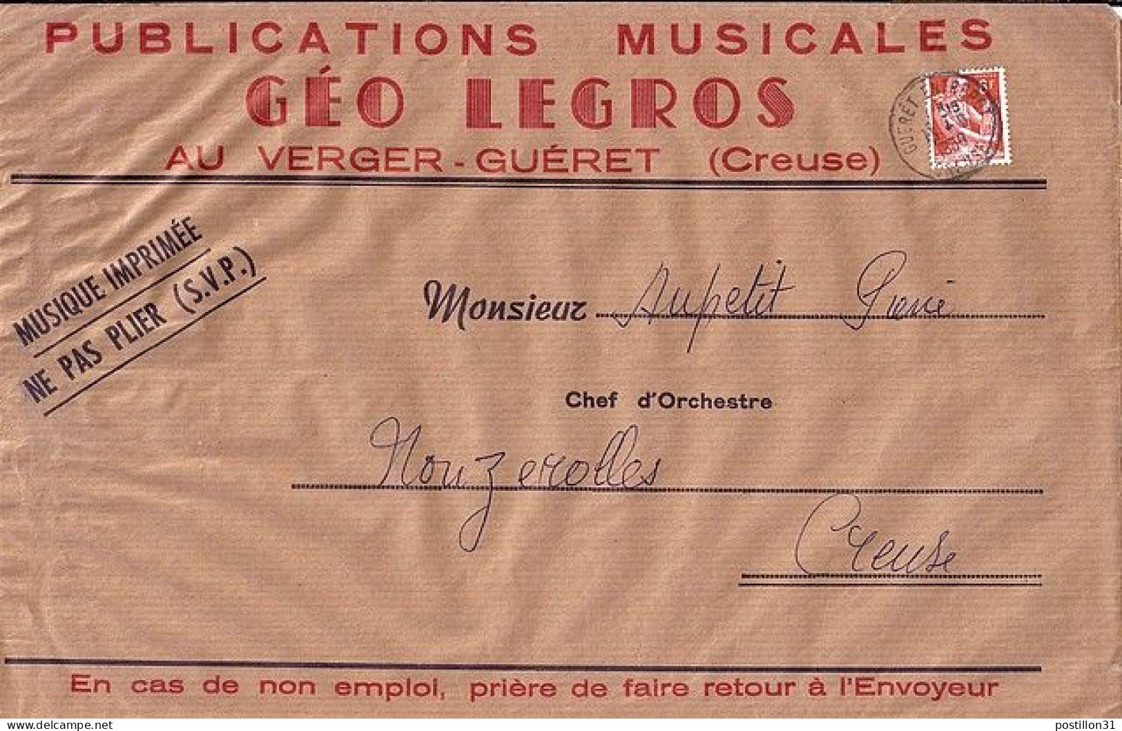 MOISSONNEUSE N° 1115 S/Gde L. DE PARTITIONS MUSICALES DE GUERET/1958 - 1957-1959 Mietitrice