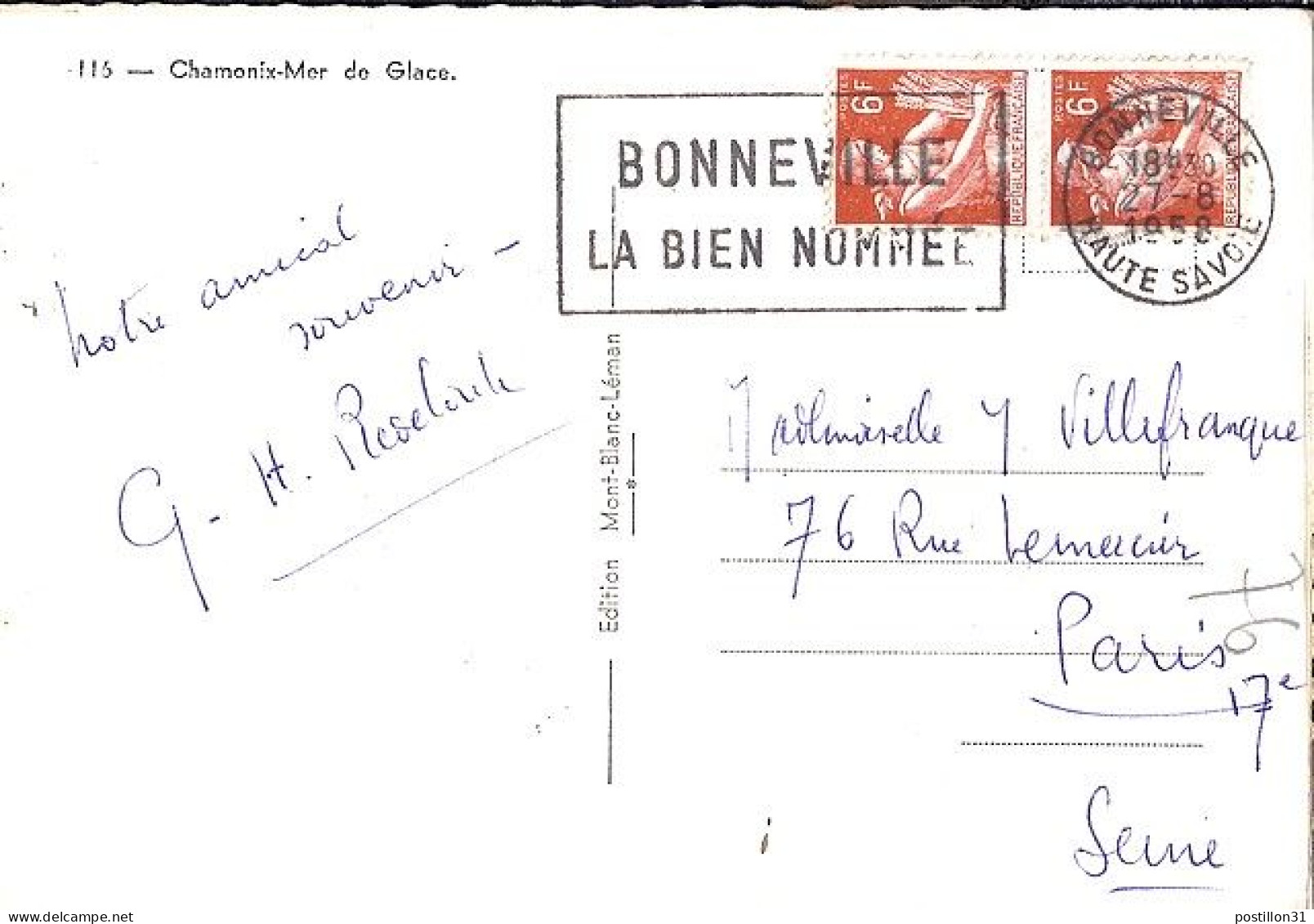 MOISSONNEUSE N° 1115 X 2 S/CP. DE BONNEVILLE/27.8.58 - 1957-1959 Mietitrice