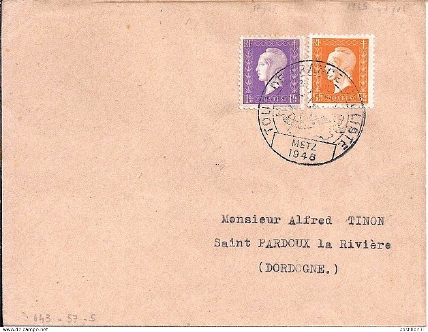 DULAC N° 697/689 S/L. DE METZ/TOUR DE FRANCE /1948 - 1944-45 Marianne Van Dulac