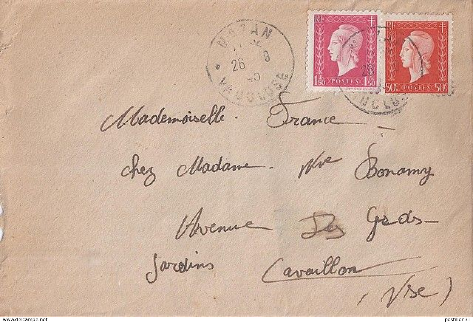 DULAC N° 685/691 S/L. DE MAZAN/26.9.45 - 1944-45 Marianne Van Dulac