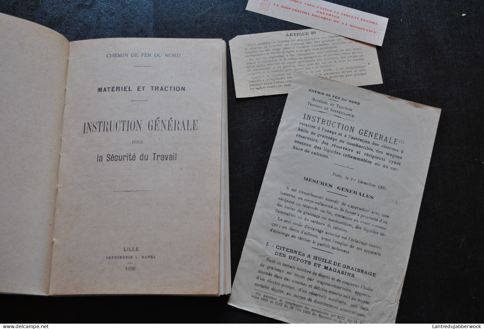 Chemin De Fer Du Nord Matériel Et Traction Inscruction Générale Pour La Sécurité Du Travail 1930 Accidents Gare Train  - Ferrovie & Tranvie