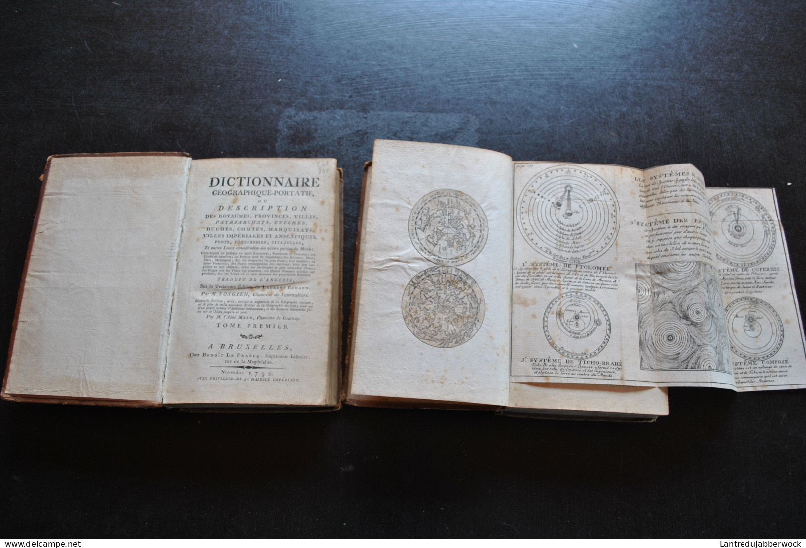 M. VOSGIEN Dictionnaire Géographique Portatif Ou Description Des Royaumes 3 CARTES Benoît Le Francq 1792 Complet En 2 V. - 1701-1800
