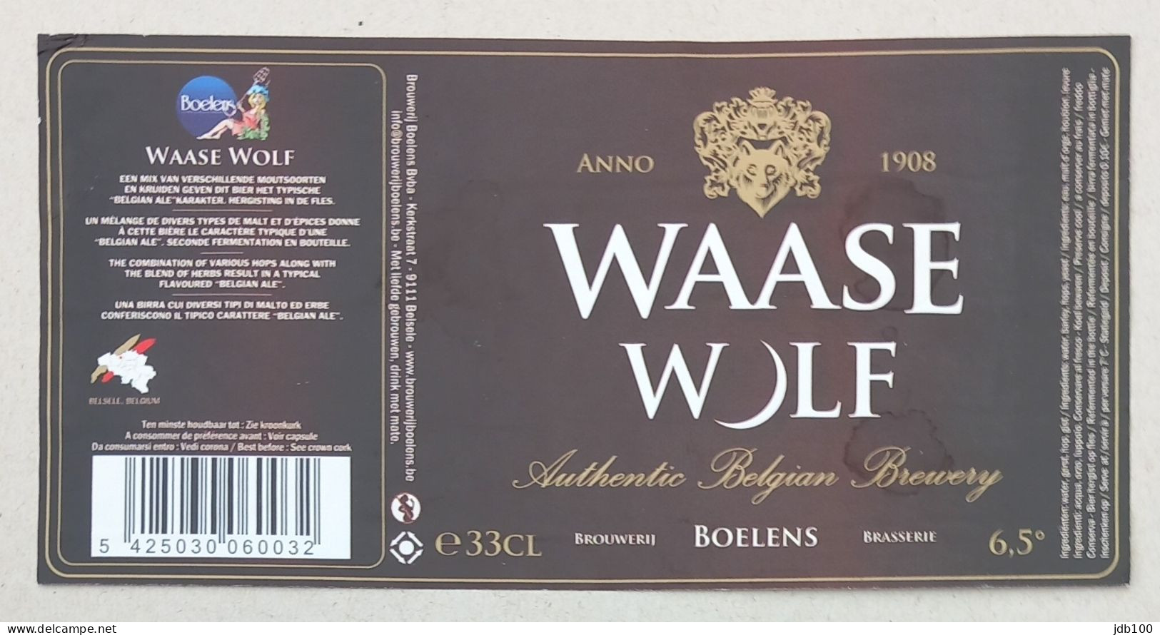 Bier Etiket (2b4a), étiquette De Bière, Beer Label, Waase Wolf Brouwerij Boelens - Bier