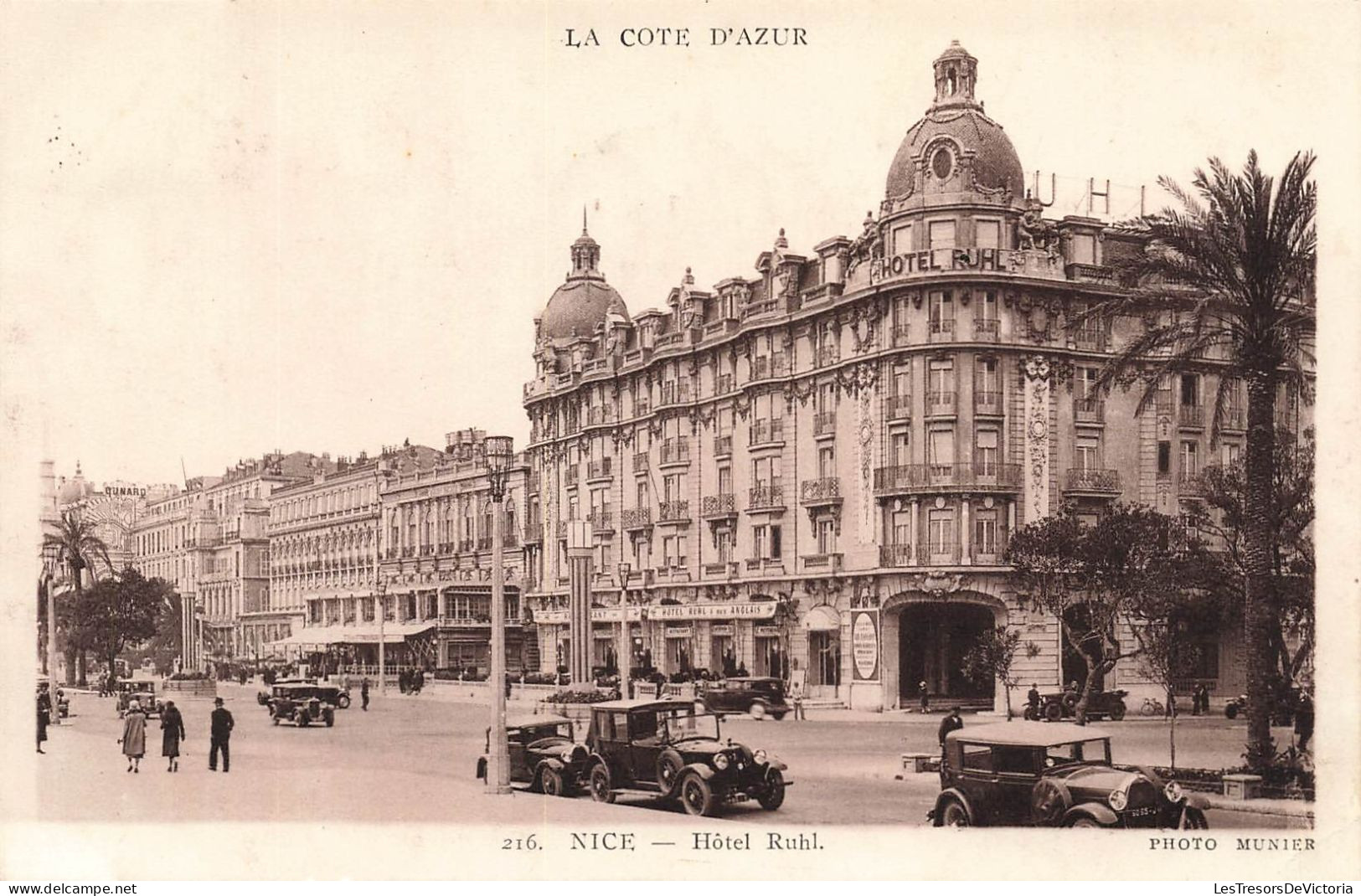 FRANCE - Nice - Hôtel Ruhl - La Côte D'Azur - Animé - Voiture - Photo Munier - Carte Postale Ancienne - Cafés, Hotels, Restaurants