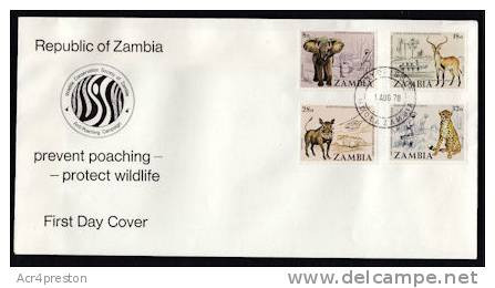 Zm0275f ZAMBIA 1978, SG 275-8 Anti-poaching Campaign, Protecting Wildlife  FDC (animals) - Zambia (1965-...)