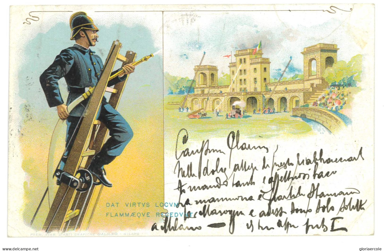 P2958 - ITALY , 1ST. FIREFIGTHERS NATIONAL COMPETITION MILANO 1902, VERY FRESH AND UNUSUAL ITEM - Sapeurs-Pompiers