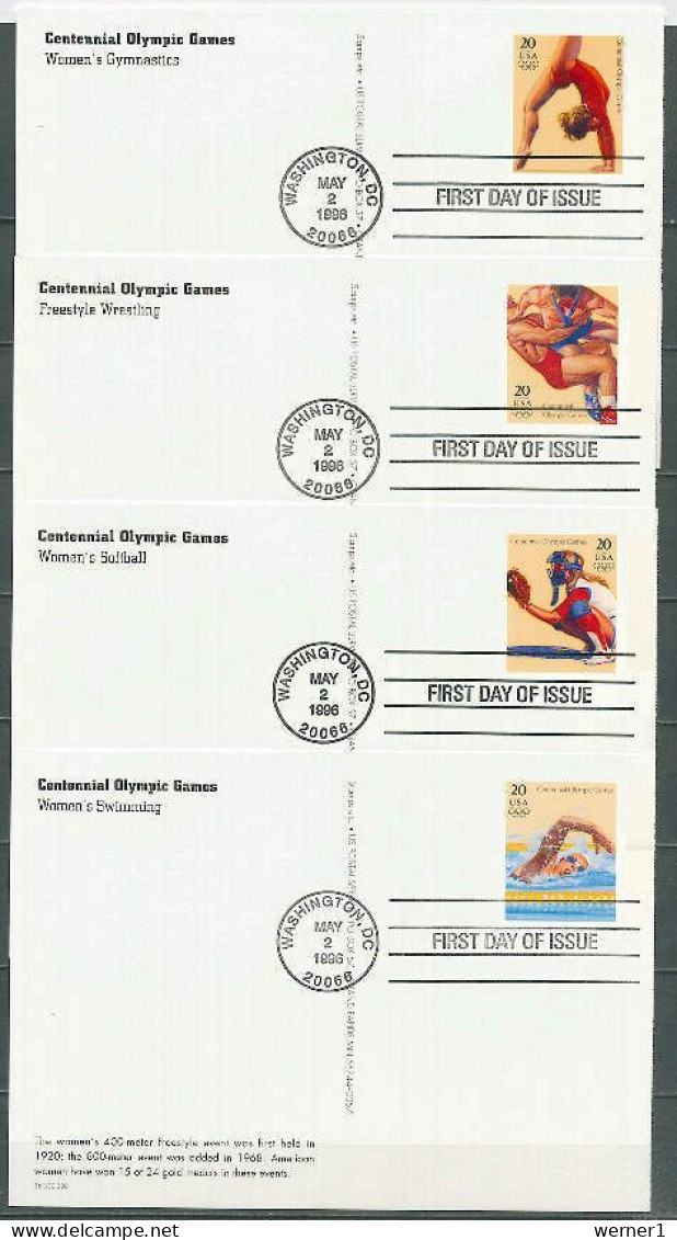 USA 1996 Olympic Games Atlanta, Football Soccer, Cycling, Swimming, Rowing Etc. Set Of 20 Postcards With FD Cancellation - Sommer 1996: Atlanta