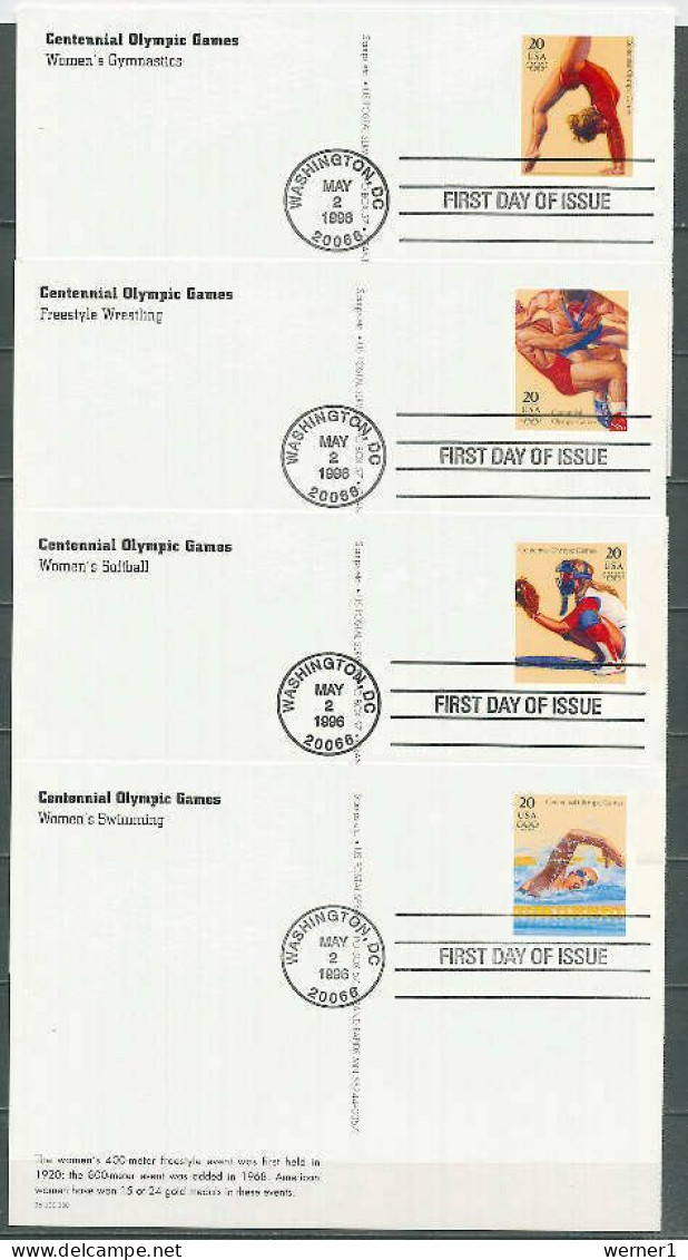 USA 1996 Olympic Games Atlanta, Football Soccer, Cycling, Swimming, Rowing Etc. Set Of 20 Postcards With FD Cancellation - Verano 1996: Atlanta