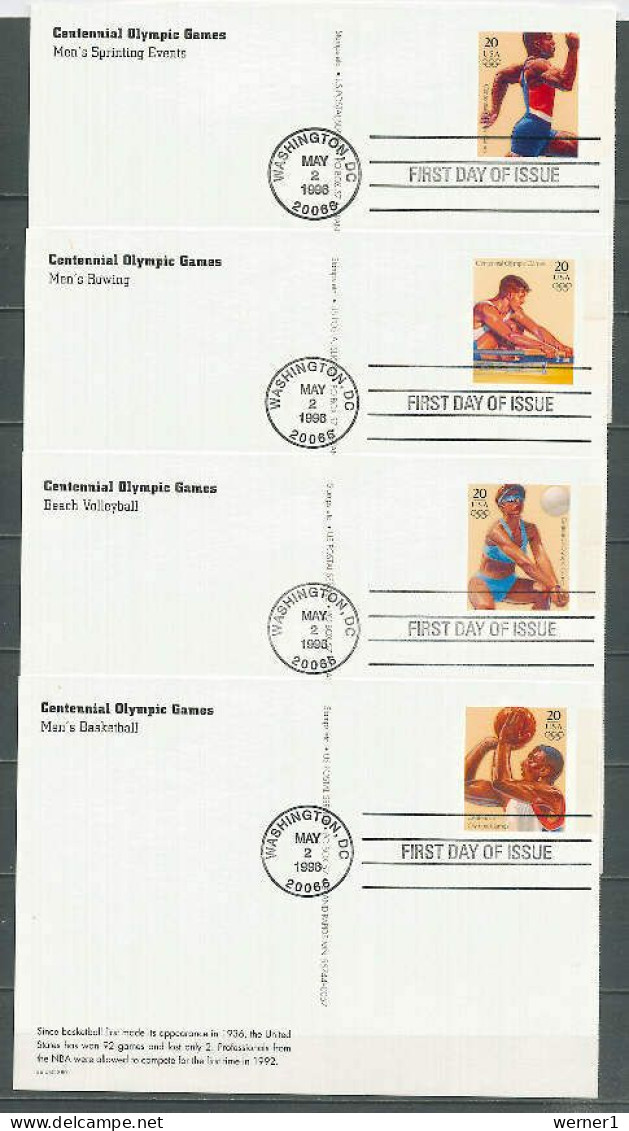 USA 1996 Olympic Games Atlanta, Football Soccer, Cycling, Swimming, Rowing Etc. Set Of 20 Postcards With FD Cancellation - Ete 1996: Atlanta