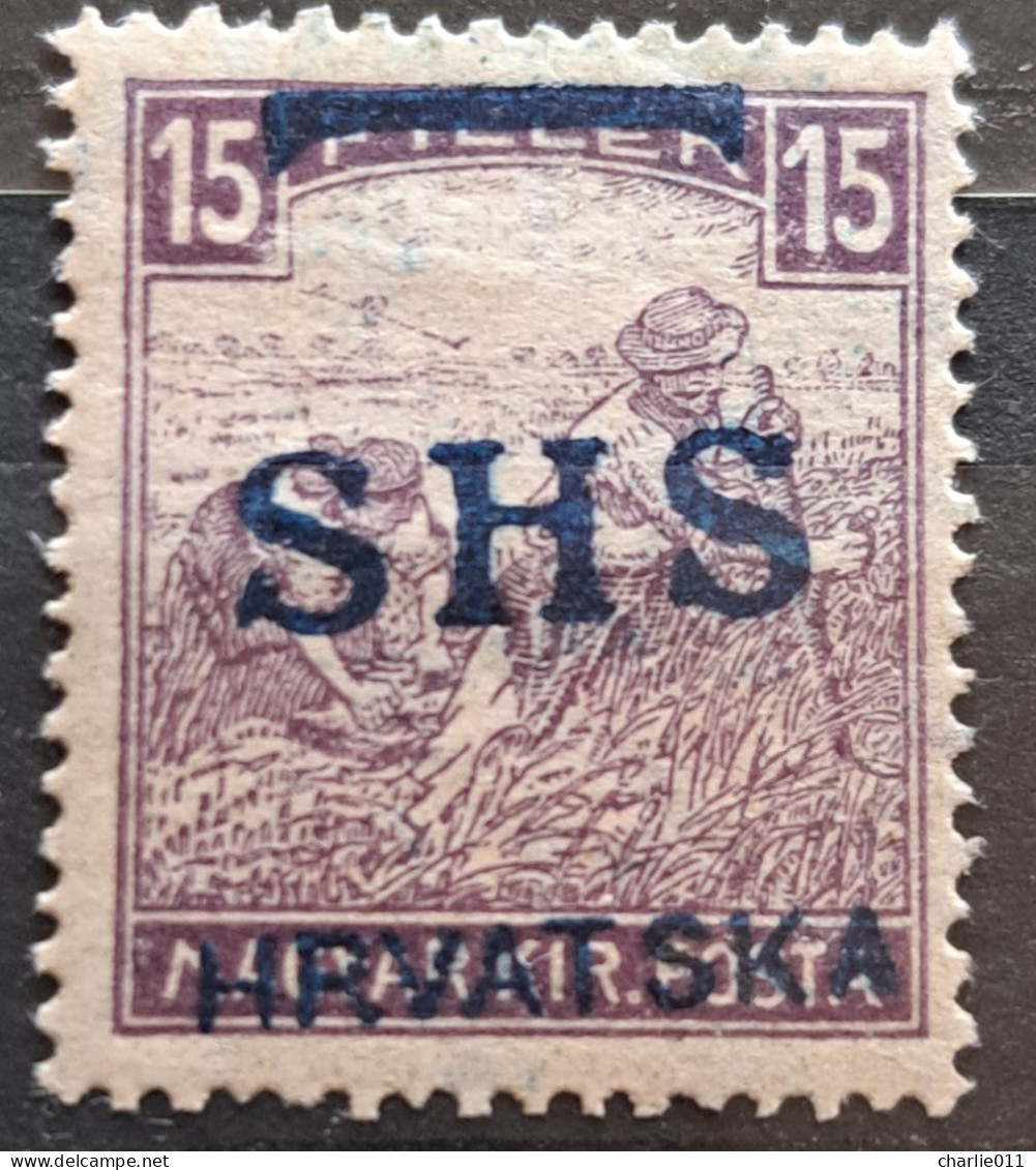 HARVESTERS-15 Fl-WHITE NUMBERS-OVERPRINT SHS HRVATSKA-YUGOSLAVIA - HUNGARY - CROATIA-1918 - Kroatien