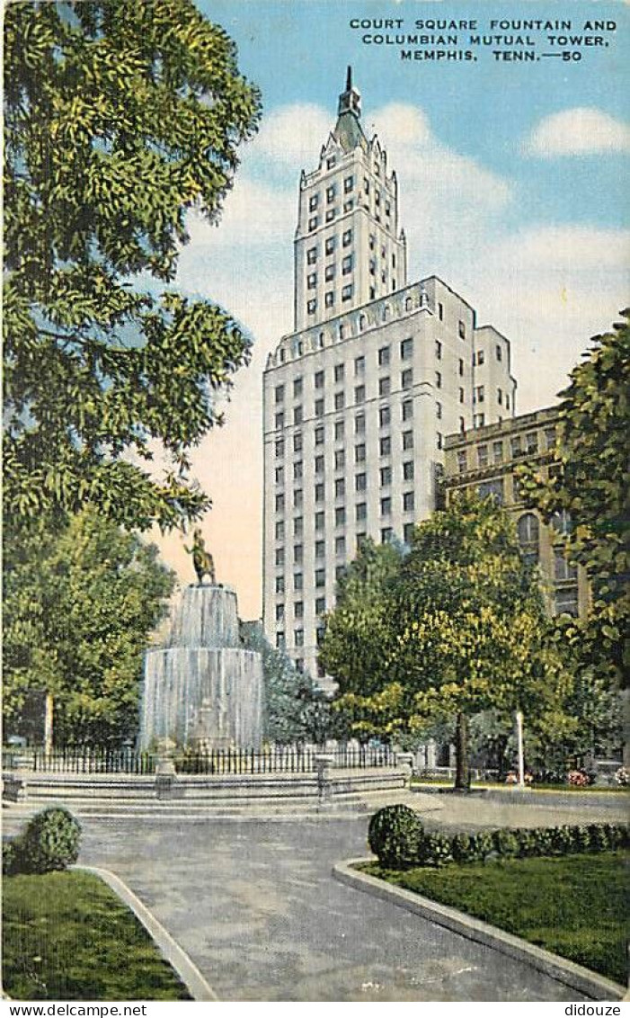 Etats Unis - Memphis - Court Square Fountain And Columbian Mutual Tower - Etat Du Tennessee - Tennessee State - CPSM For - Memphis