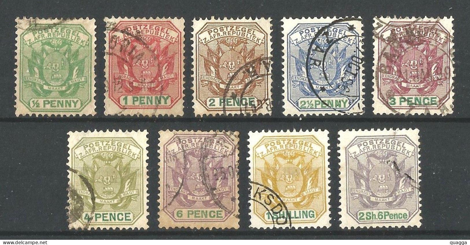 Transvaal 1896. ½d - 2/6d Set. SACC 223-231, SG 216-224. - Transvaal (1870-1909)