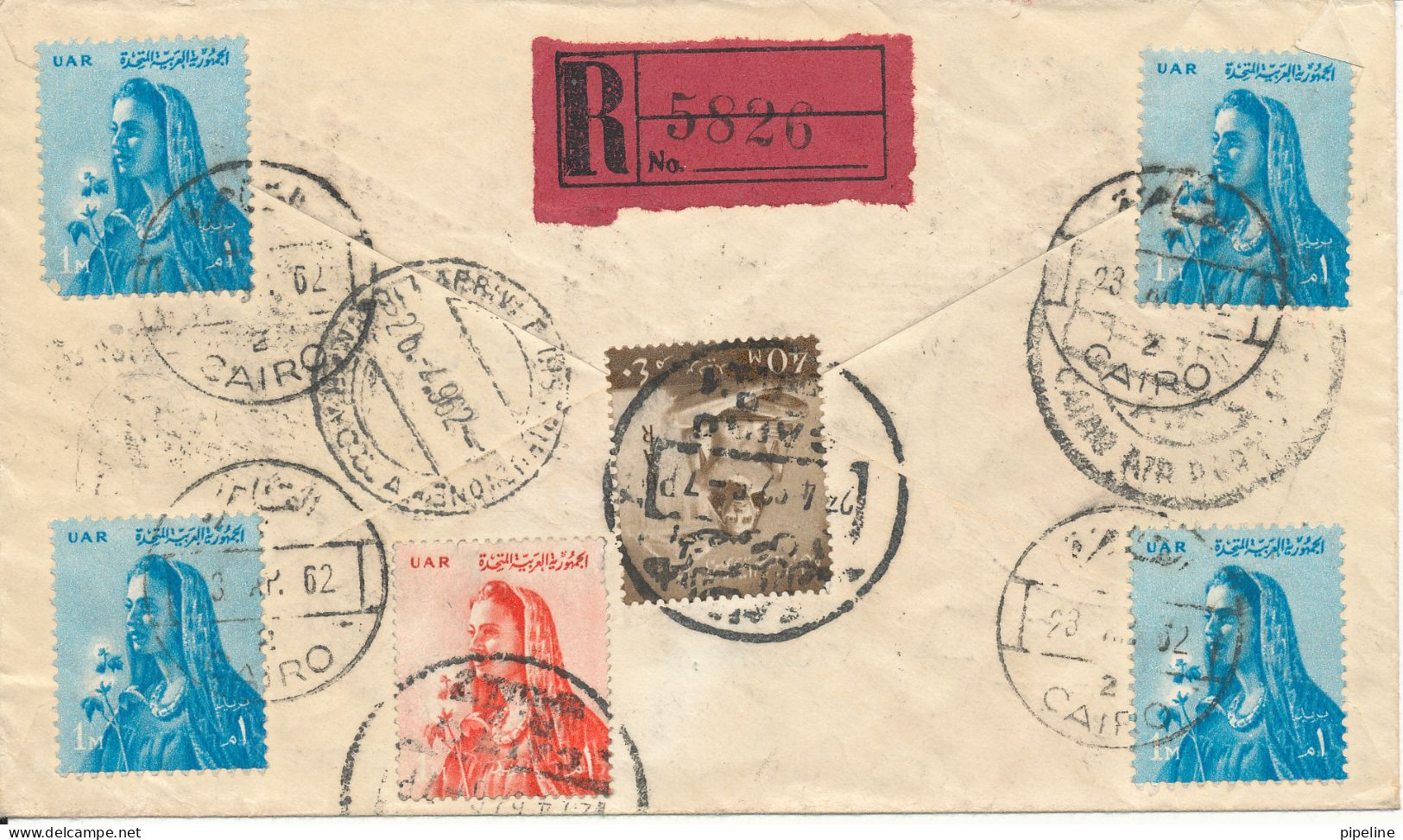 Egypt Registered FDC 23-4-1962 Union Postal African Federation Uprated And Sent To Italy (see Scans) - Covers & Documents