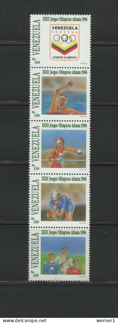 Venezuela 1996 Olympic Games Atlanta, Boxing, Swimming, Cycling Etc. Strip Of 5 MNH - Sommer 1996: Atlanta