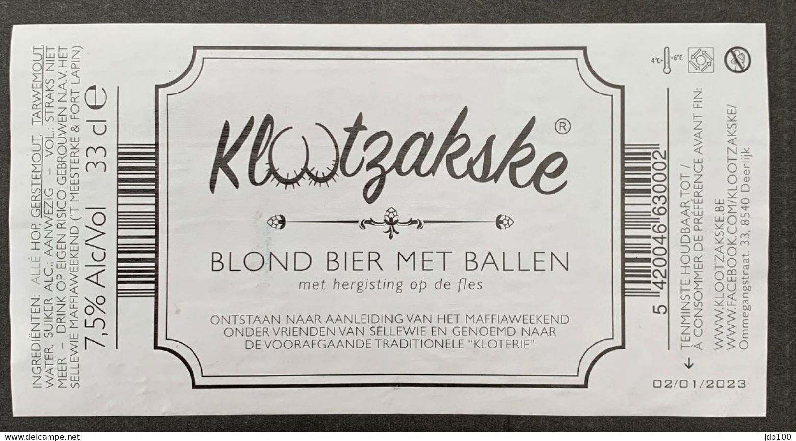 Bier Etiket (2d8), étiquette De Bière, Beer Label, Klootzakske Brouwerij Klootzakske - Bier