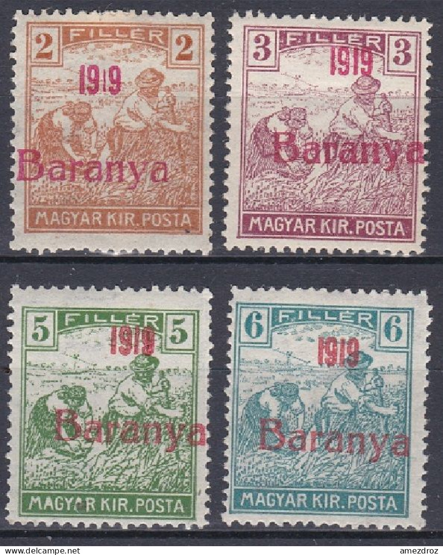 Hongrie Baranya 1919 Mi 4-7 Moissonneurs  *  (A14) - Baranya