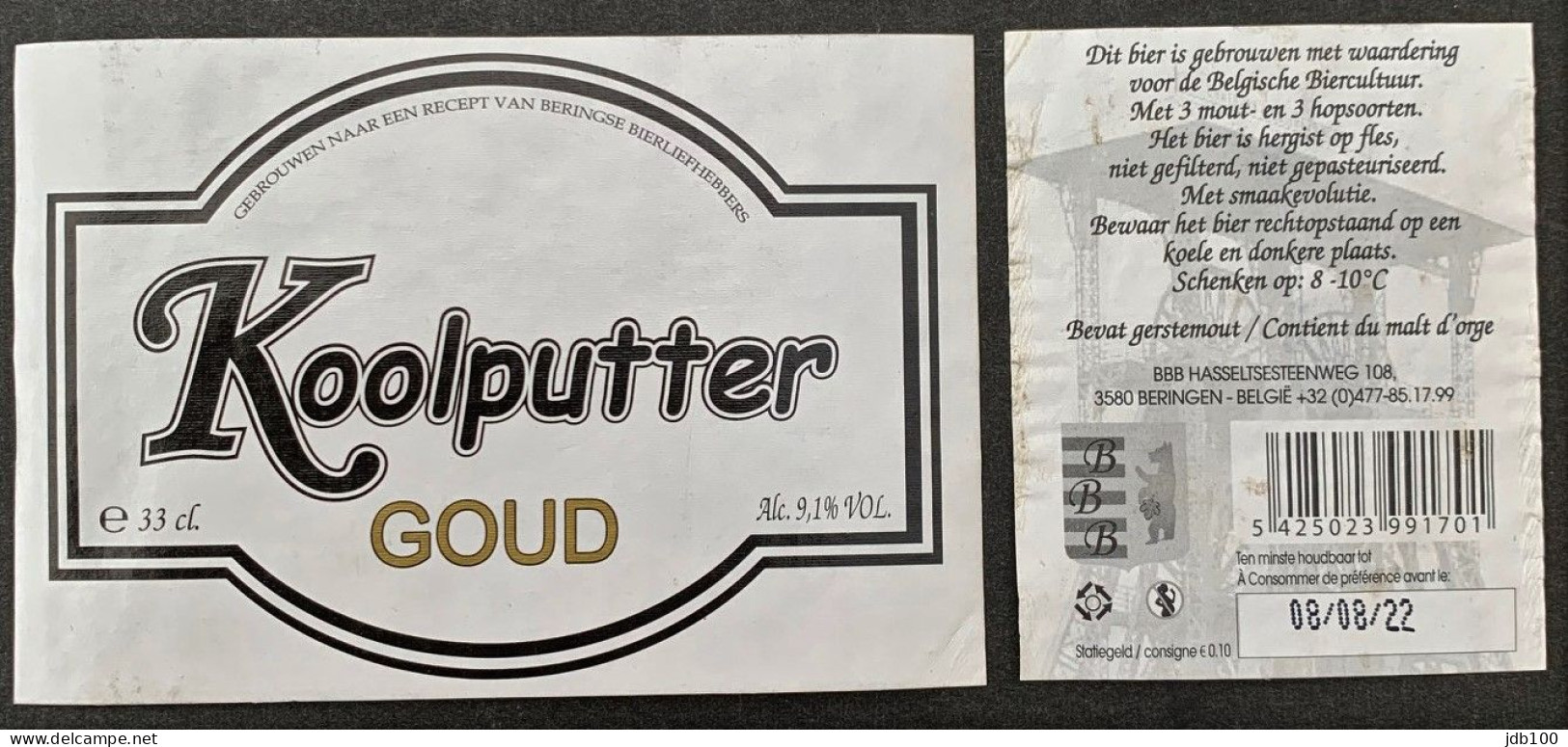 Bier Etiket (2e8), étiquette De Bière, Beer Label, Koolputter Goud Brouwerij - Bier