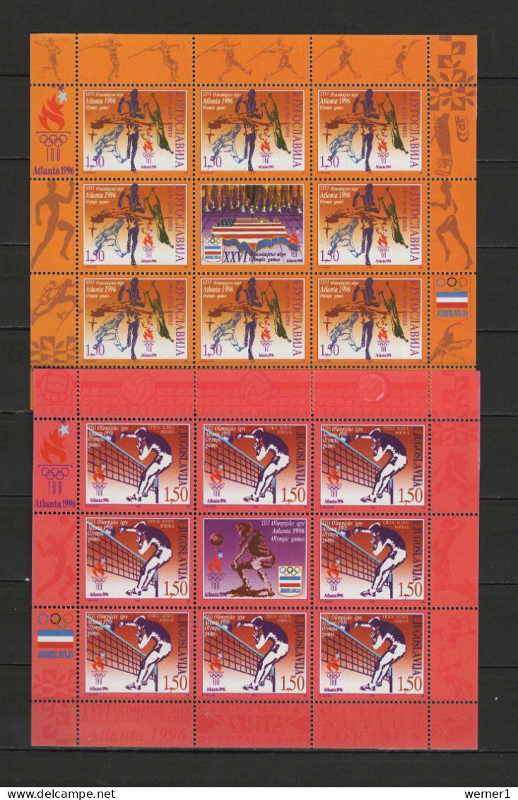 Yugoslavia 1996 Olympic Games Atlanta, Basketball, Volleyball, Handball Etc. Set Of 6 Sheetlets MNH - Summer 1996: Atlanta