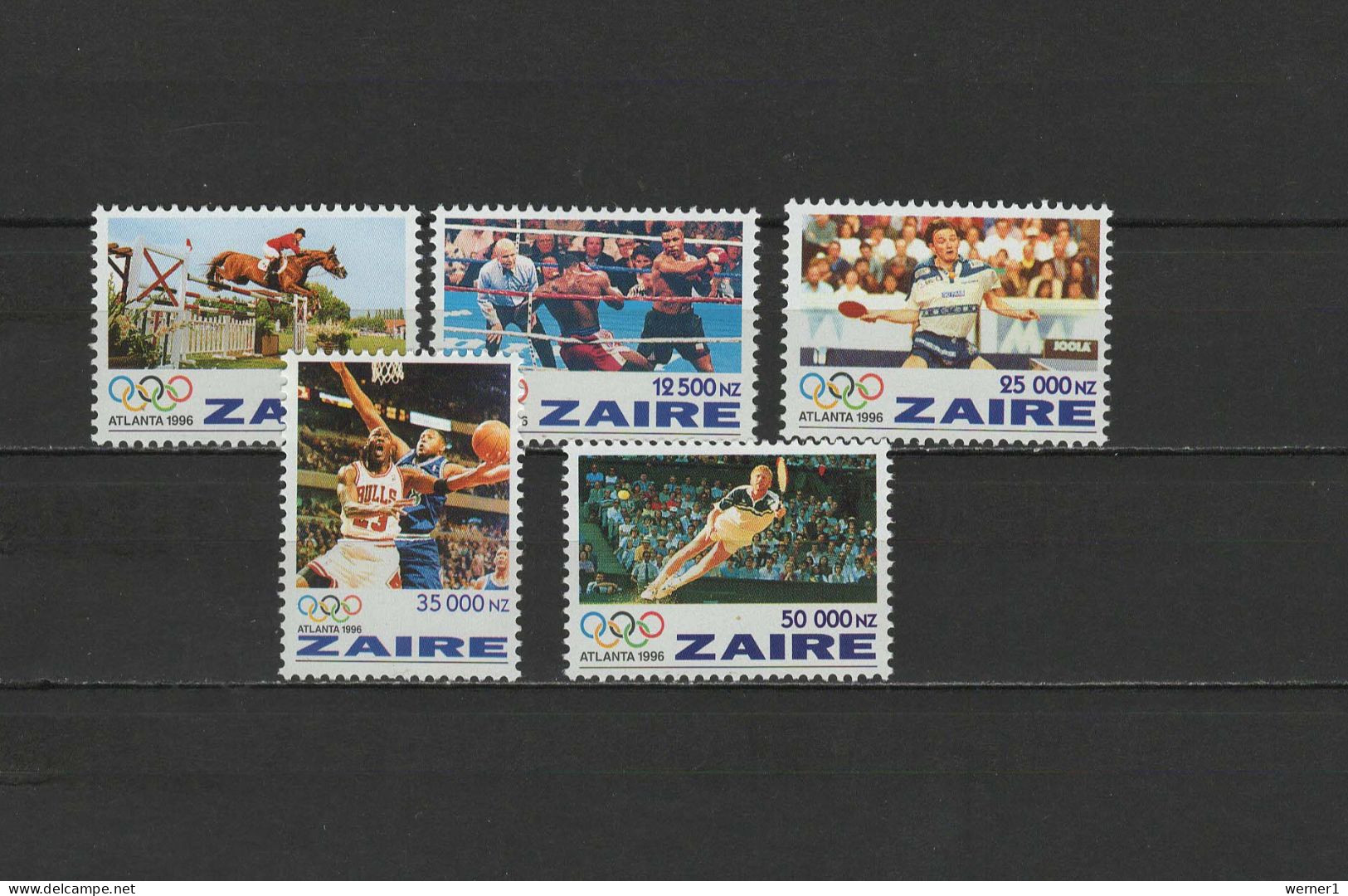 Congo - Zaire 1996 Olympic Games Atlanta, Equestrian, Boxing, Table Tennis, Basketball, Tennis Set Of 5 MNH - Sommer 1996: Atlanta