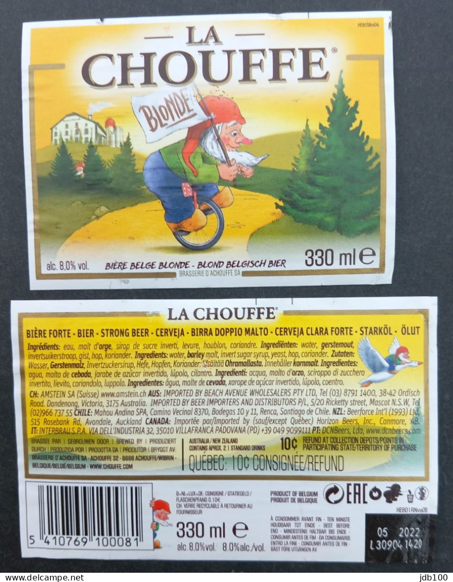 Bier Etiket (2f5), étiquette De Bière, Beer Label, La Chouffe Blond Brouwerij D' Achouffe - Bier