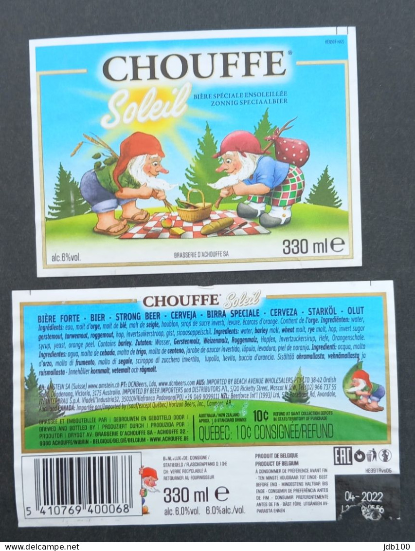 Bier Etiket (2f5), étiquette De Bière, Beer Label, Chouffe Soleil Brouwerij D' Achouffe - Bier