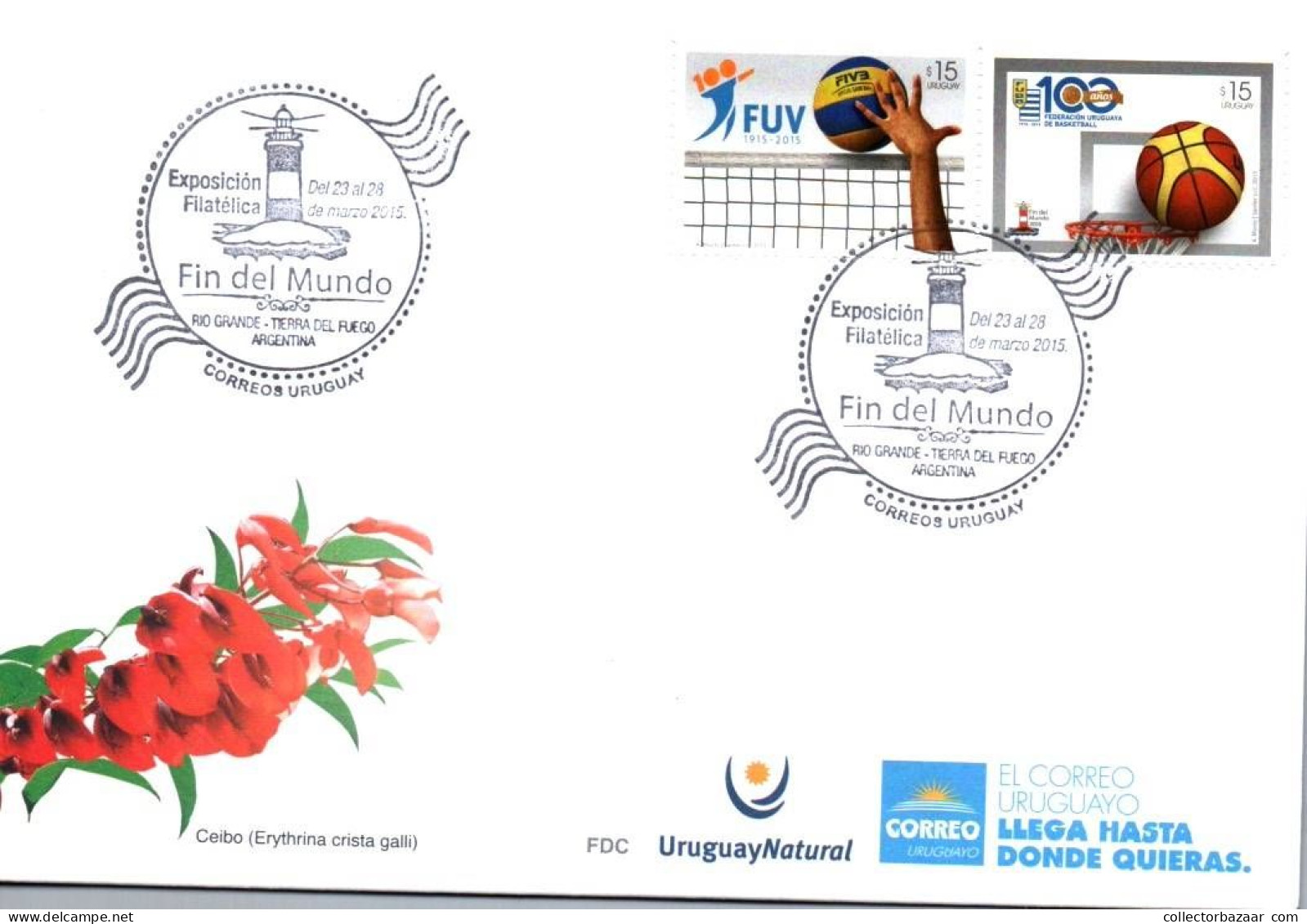 2015 Stamp Exposition Uruguay Lighthouse Of " The End Of The World " ( Tierra Del Fuego ) Postmark - Faros