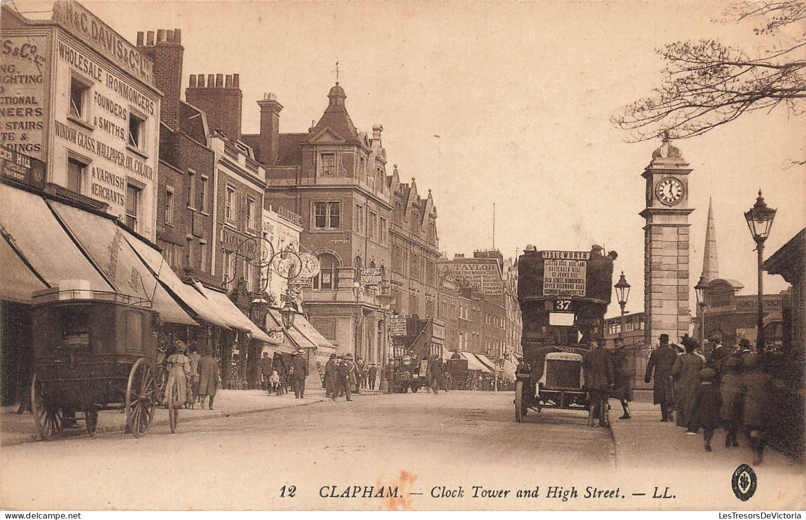 ROYAUME UNI - Angleterre - London Suburbs - Clapham - Clock Tower And High Street - LL - Animé - Carte Postale Ancienne - Londen - Buitenwijken
