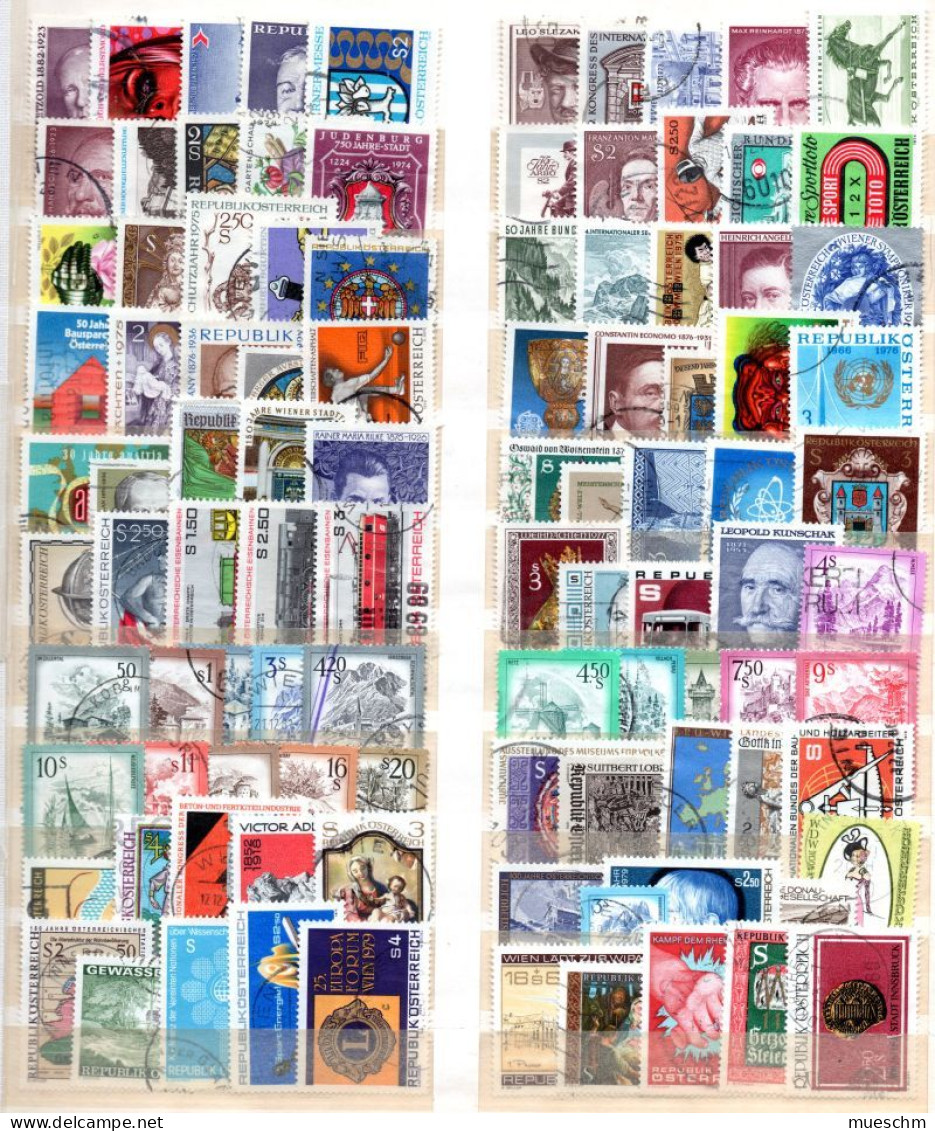 Österreich, 1973-1980, Kleine Sammlung Mit 100 Briefmarken, Gestempelt (19788E) - Verzamelingen