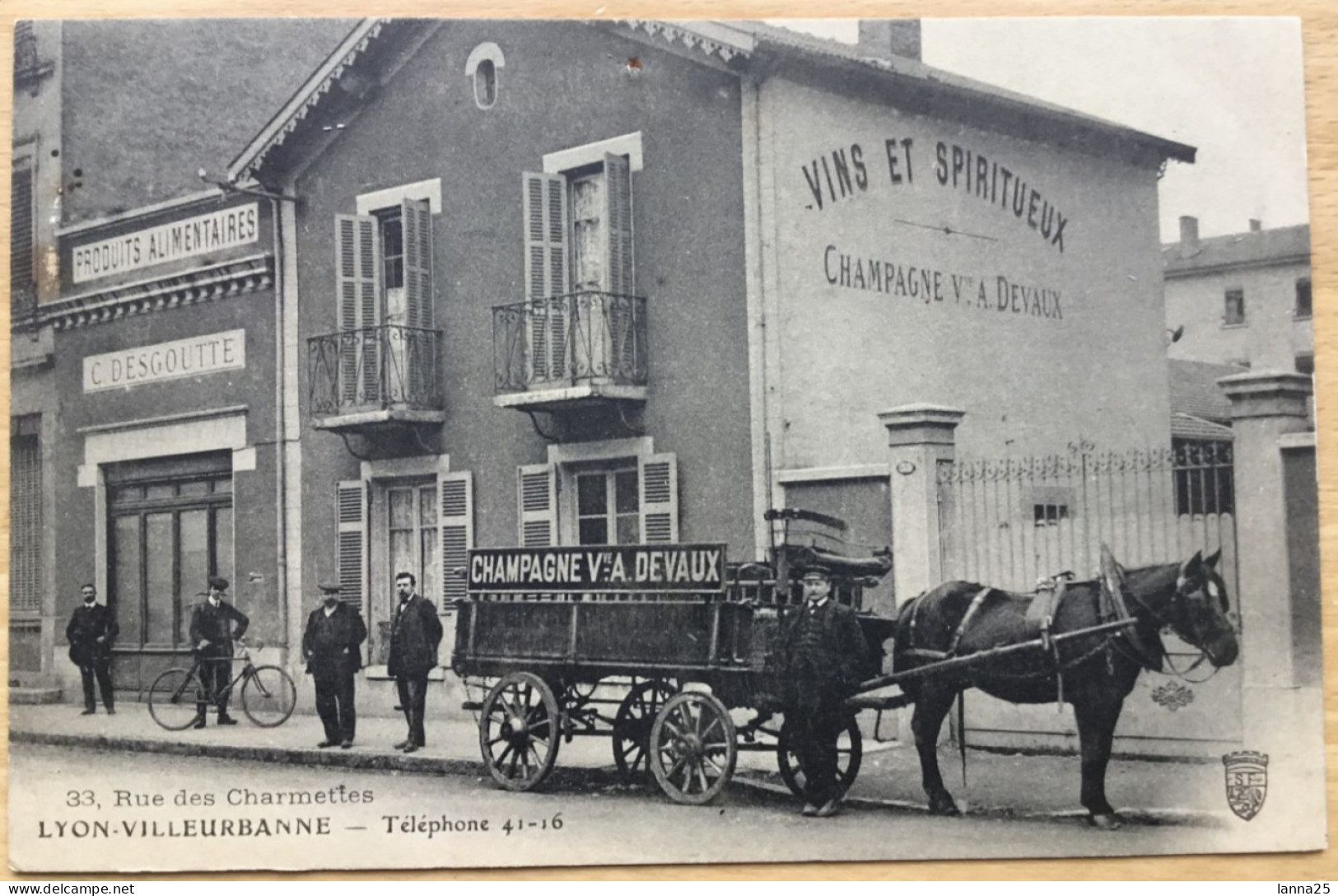 CPA LYON VILLEURBANNE DEVANTURE CAFE DESGOUTTE ET VINS CHAMPAGNE DEVAUX 33 Rue Des Charmettes - Lyon 6